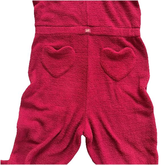 Yitty One Piece PJ Lounge Set Womens Medium Merlot Jumpsuit Pet Me Heart Pocket - Picture 7 of 12